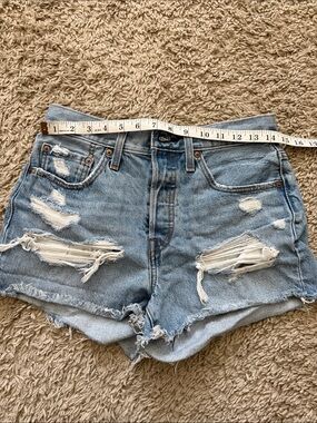 Levi's Light Blue Distressed Denim Cutoff Shorts